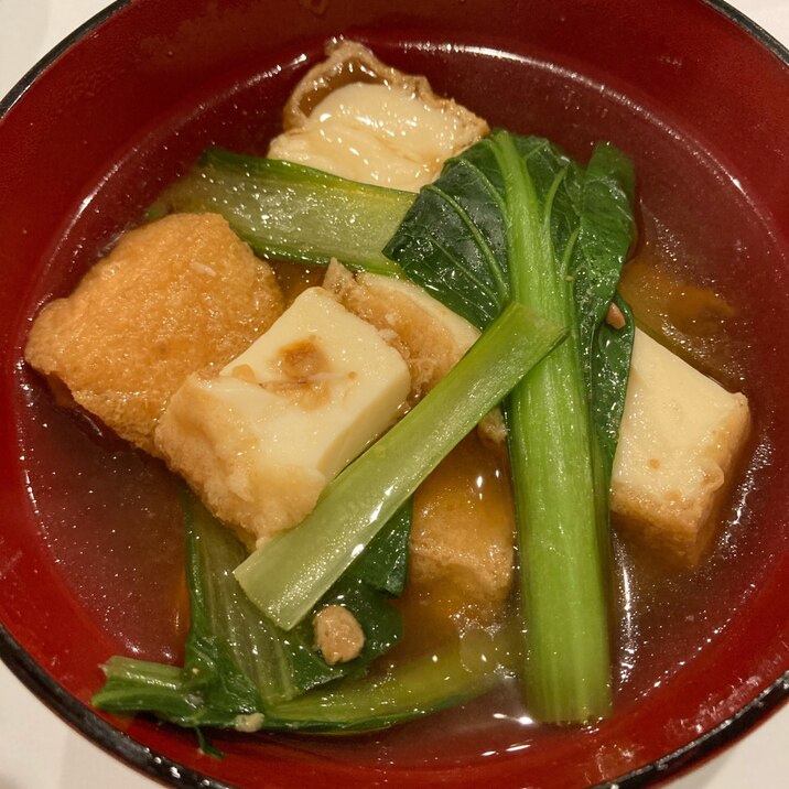小松菜と厚揚げの味噌汁